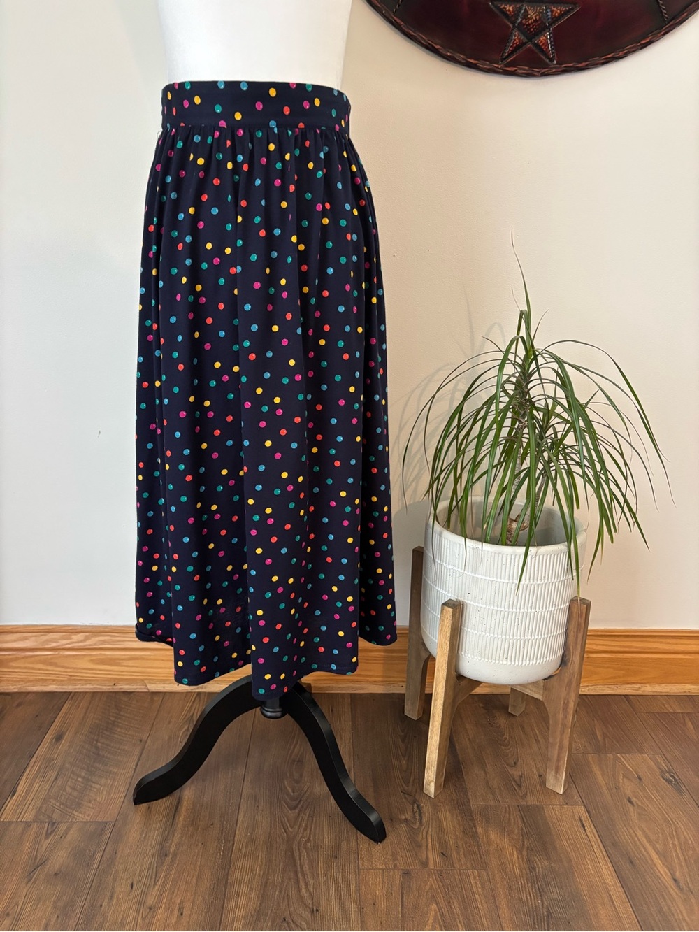 St Micheal Cottagecore Cotton Flowy Women’s Multicolour Polka Dot Midi Skirt Lg
